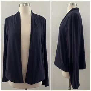 Eileen Fisher Cardigan Women's S Blue Open Front Pockets Minimalist Quiet Luxury